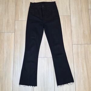 Mother The Hustler Ankle Fray Jeans 25 Not Guilty Black High Rise Raw Hem